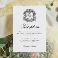 Elegant Script Monogram Crest Wedding Reception Enclosure Card