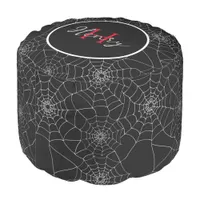 Spooky Spider Cobwebs Halloween Monogram Pouf