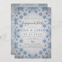 Silver Blue Snowflakes Winter Engagement Party Invitation