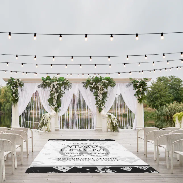 Elegant 60th Diamond Wedding Anniversary Outdoor Rug