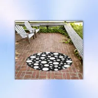 White Polka Dots on Black | Outdoor Rug