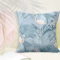 Flamingo Orchid Tropical Pattern Blue ID868 Throw Pillow