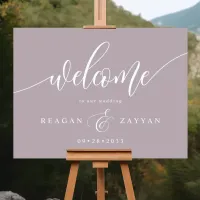 Dusty Lavender Calligraphy Wedding Welcome Foam Board