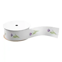 Minimalist Deep Purple Single Tulip Wedding Grosgrain Ribbon