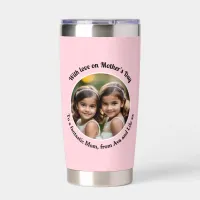 Pretty Pink Elegant Mother's Day Custom Photo Chic Insulated Tumbler