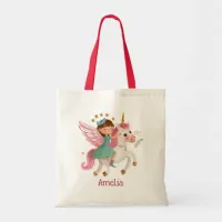 Cute Cartoon of Unicorn Flying Tote Bag