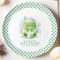 Dinosaur Egg Watercolor Baby Shower Paper Plate