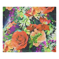 Modern Abstract flowers floral art design Duvet Co