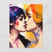 Lesbian Lovers Kiss Postcard