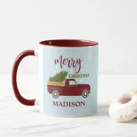 Vintage Red Truck Christmas Tree Retro Gift Mug