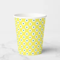 Playful Yellow Cup with Green and White Polka-Dots