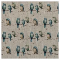 Rustic Woodland Love Birds Celebration Fabric