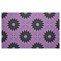 Stylish Lavender & Black Boho Geometric Pattern Fabric