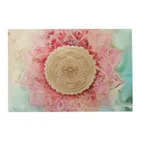 *~* BLESSED SACRED Gold  Pink Aqua Mandala AP2 Placemat