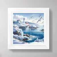 Winter Coastal Art for Small Spaces Framed Art