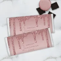 Chic Rose Gold Dripping Glitter Quinceanera Hershey Bar Favors