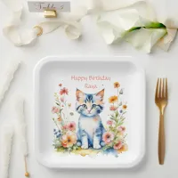 Little Kitten Girl's Birthday Party Personalized Paper Plates