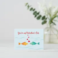 Cute sea fish in love note card