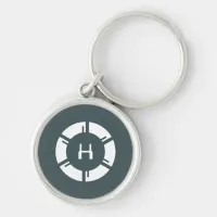 Futuristic SciFi Circle With Custom Monogram Gray Keychain