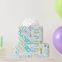 Birthday Word Cloud Thirty Blue ID266 Wrapping Paper