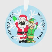 Goodbye 2020 Welcome 2021 Santa Facemask Christmas Ornament