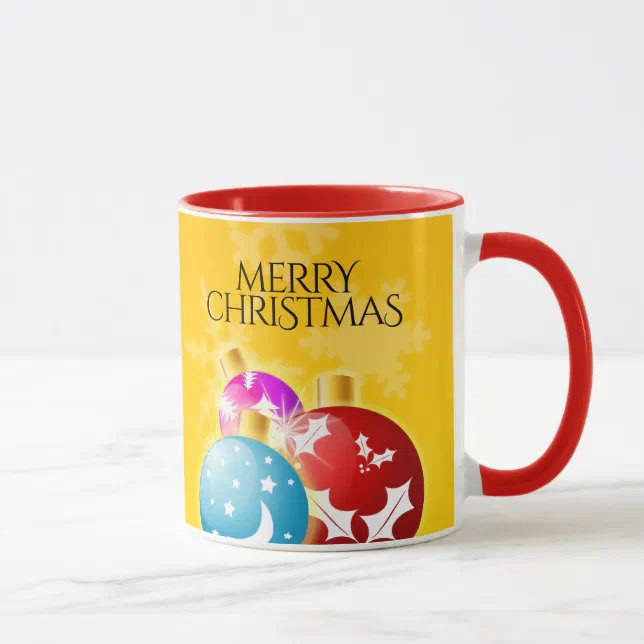 Merry Christmas with Festive Holiday Ornaments Mug