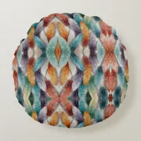 Beautiful multi colored ice crystal feathers  round pillow