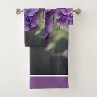 Purple Hydrangea in Mason Jar Nature Photography Bath Towel Set