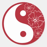 Red Tropical Flower Yin Yang Sticker