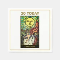 The Sun Tarot Card 30th Birthday White Party Napkins