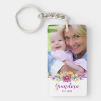 New Grandma Elegant Flowers| Photo Keychain