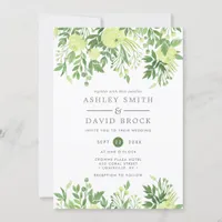 Greenery Floral Watercolor Garden Wedding Invitation