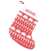 Tacos Patterned Ugly Christmas Sweater Red Small Christmas Stocking