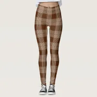 Gingham Checkered Brown and White Leggings