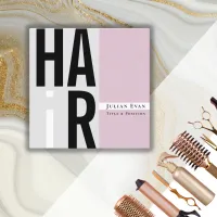 Trendy Pink and Grey Hair Dresser Business Card