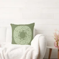 Celtic Knotwork Fish in Green Throw Pillow