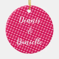 Pink Hearts Personalized Ceramic Ornament