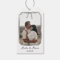 Custom Engagement Photo Coquette Bow Frame Wedding Gift Tags