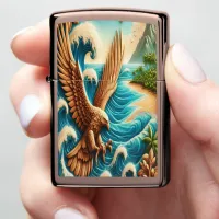 Majestic Eagle Soaring Above Beach Zippo Lighter