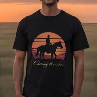 Chasing the Sunset - Minimalist Cowboy Silhouette T-Shirt