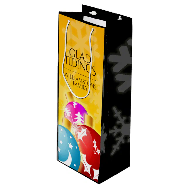 Merry Christmas with Festive Holiday Ornaments Wine Gift Bag