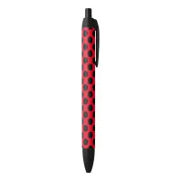 Red and Black Polka Dot Black Ink Pen