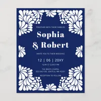 Budget Mexican Blue Talavera Wedding Invitation