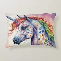 Gorgeous Watercolor Colorful Appaloosa Unicorn Accent Pillow