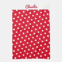 Red Polka Dot Pattern Stylish Personalized Kitchen Kitchen Towel