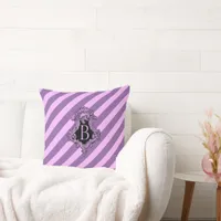 Sophisticated Pink Stripe and Initial Throw Pillow