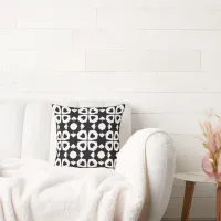 Double Sided Black & White Geometric Heart Pattern Throw Pillow
