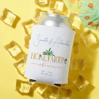 Tropical Beach Sunset Honeymoon Fund Couple Shower Can Cooler