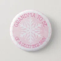 Grandma to be Pink Winter December Baby Button