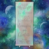 Welcome Wedding Peach Mother-of-Pearl Green hues  Retractable Banner